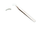 SMD Bend Tweezer VANAL V-15 For Positioning Components - shown with a silver-coloured metal body, curved tips, and a protective plastic cap.