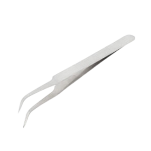 SMD Bend Tweezer VANAL V-15 For Positioning Components - a silver-colored stainless steel precision tool with curved tips, shown against a white background.