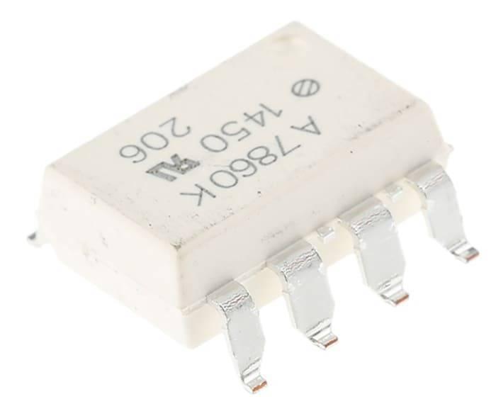 SMD HCPL7860 HCPL 7860 - integrated circuit is a white, rectangular electronic component with eight metallic pins extending from its sides and top-side markings.