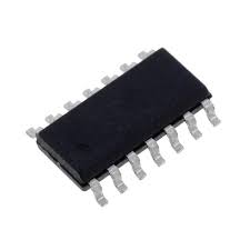 SMD SN74HC76 Dual JK Flip-Flop IC SOP-16 (74HC76 Negative Edge-Triggered) - a black rectangular electronic component with sixteen metallic pins extending from its sides.