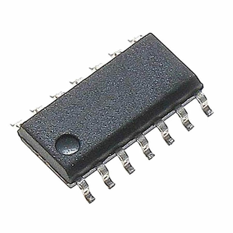 SMD SN74HC93 4-Bit Binary Counter IC SOP-14 (74HC93 Ripple Counter) - a black, rectangular electronic component in an SOP-14 surface-mount package with seven metal pins on each side.