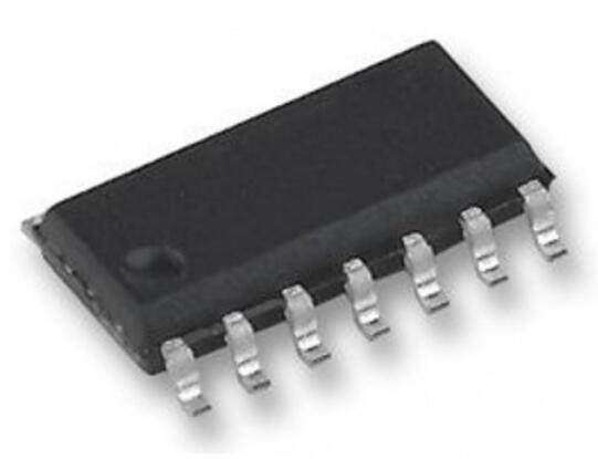 SMD SN74LS08DR Quad 2-Input AND Gate IC SOP-14 (74LS08 Logic IC) - a black, rectangular surface-mount integrated circuit with fourteen metal pins extending from its sides.