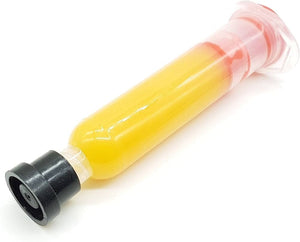 SMD Soldering Paste Flux Grease SMT IC 10CC Repair Tool Solder - shown as a yellow paste inside a clear plastic syringe with a black cap.