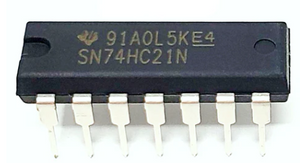 SN74HC21N 74HC21 Dual 4-input Positive-and Gates Breadboard-friendly IC DIP-14 - a black 14-pin dual-in-line integrated circuit chip with white text reading "SN74HC21N" and "91A0L5KE4" printed on its top surface.