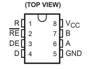 SN75176AP DIP 8 Rs 422 485 Line Driver - a black and white pinout diagram showing an 8-pin integrated circuit with labels for pins 1 through 8.