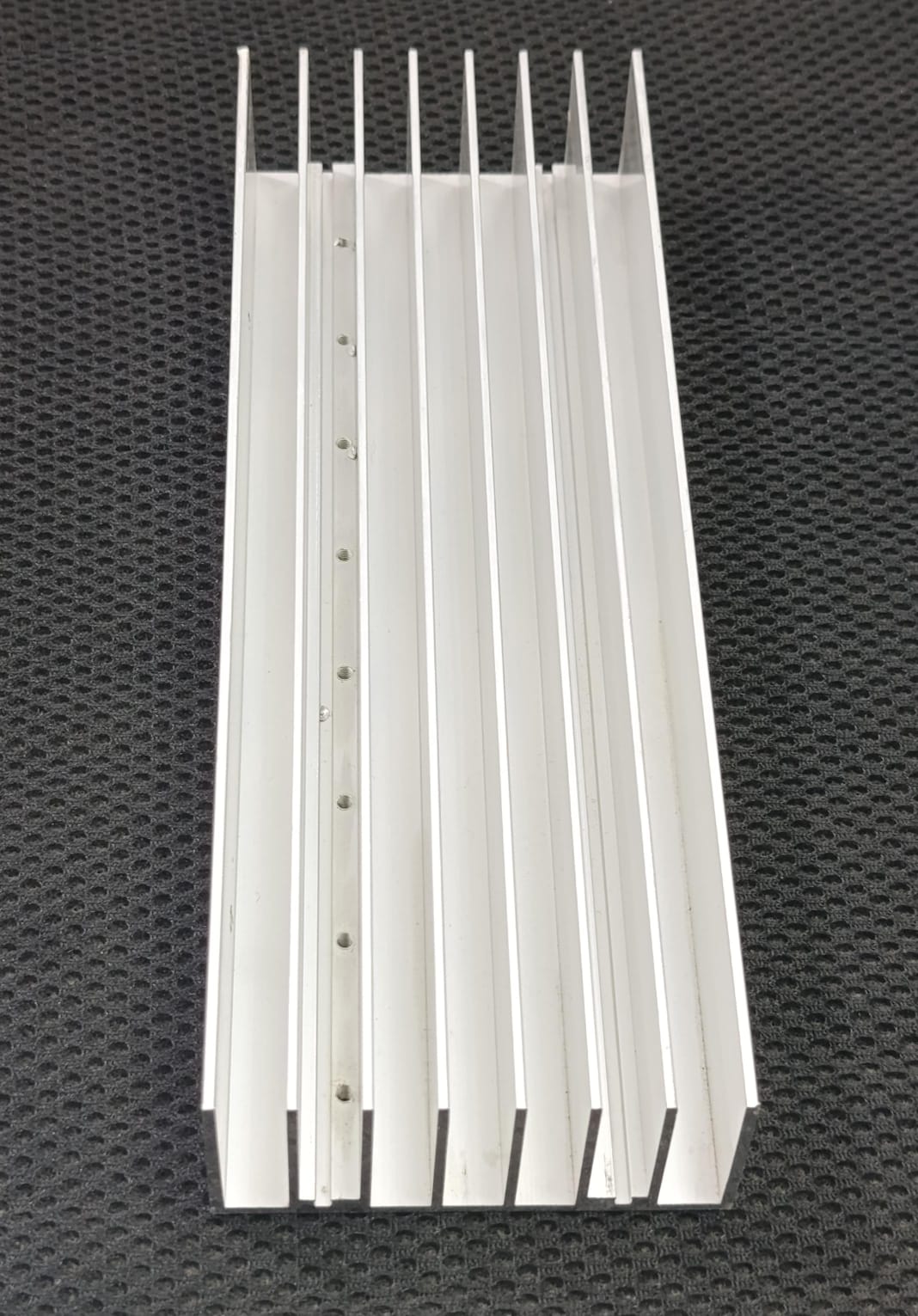 Solar Inverter Heat Sink 8 inch for 8 IGBT - a rectangular silver aluminum heatsink with multiple vertical fins and a row of pre-drilled mounting holes.