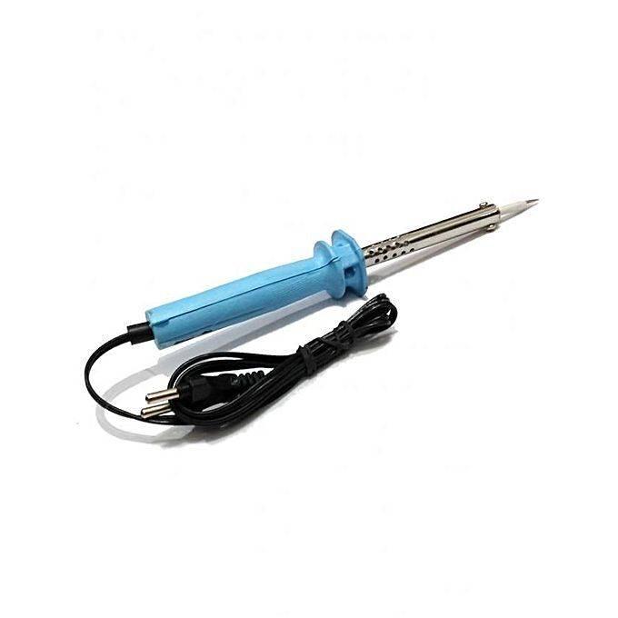 Soldering Iron 60watt - a handheld tool with a light blue plastic handle, a metal heating element, and a black power cord with a two-pin plug.