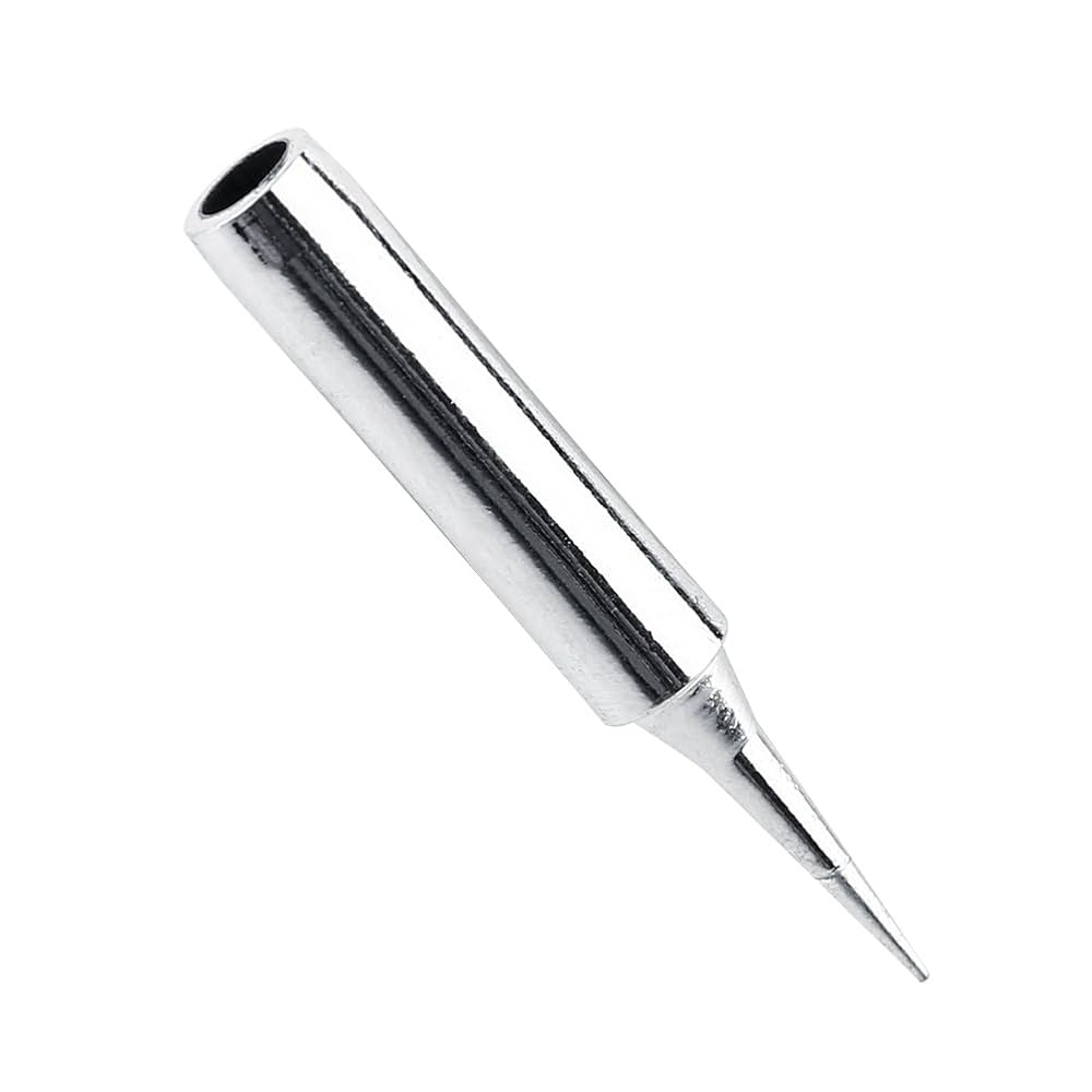 soldering iron bit 900M-T-I straight hakko Tip - a silver-colored, cylindrical metal soldering iron tip with a tapered, pointed end.