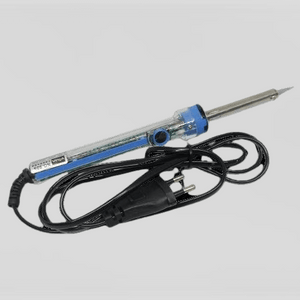 Soldering Iron Rod Vihan 905 60W - a blue and clear plastic handheld tool with a metal tip, a black power cord, and a two-pin plug.