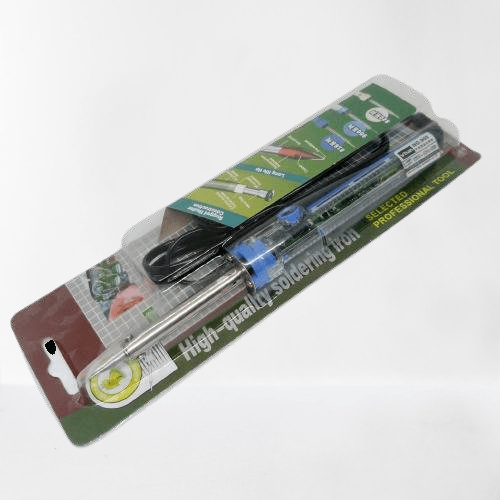 Soldering Iron Rod Vihan 905 60W - its original plastic blister packaging, showing the silver metal iron with a blue handle and black power cord.