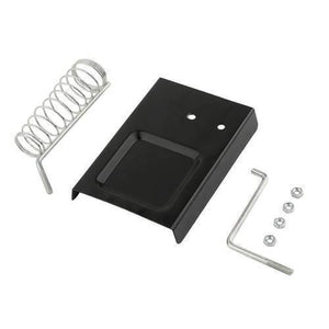 Soldering Iron Stand Holder - shown as a disassembled kit with a black metal base, a coiled wire holder, an L-shaped support rod, and four small nuts.