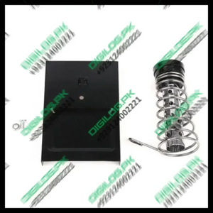 Soldering Iron Stand Single Spring For 40W 60W Soldering Iron Without Soldering Sponge - a black metal base plate, a coiled metal spring holder, and small mounting hardware on a white background.