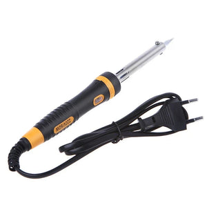 Soldering Iron With LED Power Indicator 60W 220V high quality - a black and yellow handheld soldering iron with a power cord and plug.