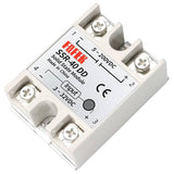 Solid State Relay DC Output Ssr 40DD - a white rectangular module with four screw terminals, clearly showing the label with input and output voltage specifications.