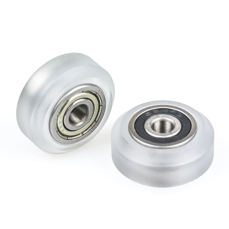 Solid V Wheel For 4040 Aluminum Profile Transparent - with integrated metal ball bearings shown against a white background.