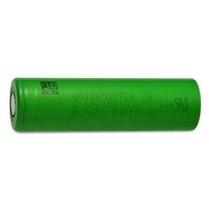 Sony VTC6 18650 1300mAh 15A Battery Cell - a single cylindrical green lithium-ion battery with printed text including US18650VTC6 and MURATA INR19/66.