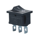 Spdt Rocker Switch Button 3 Pin 2 Position 6A 250V - a black rectangular switch with a top rocker button and three metal terminals on the bottom.