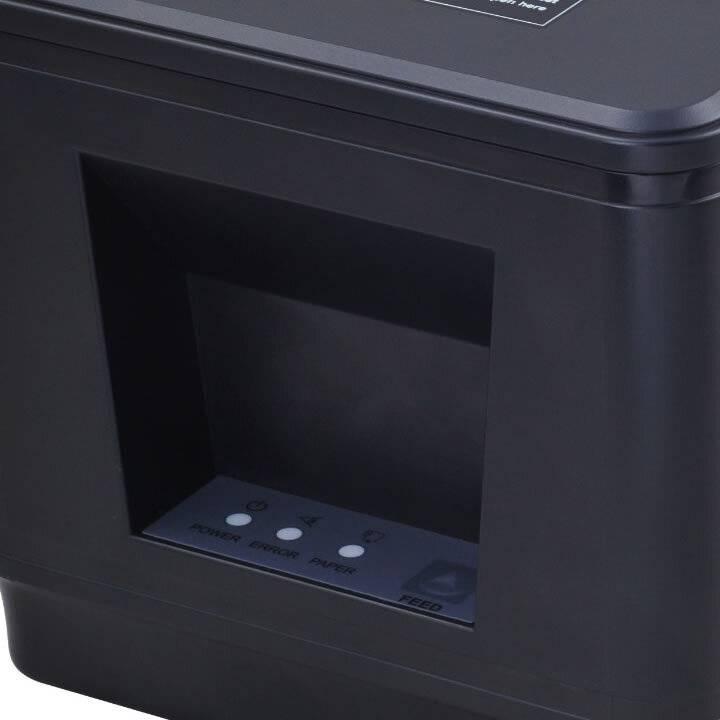 Speed-X-400UL Thermal Receipt Printer USB LAN Accessible - a close-up of the black printer housing showing the Power, Error, and Paper indicator lights and the Feed button.
