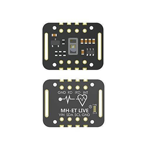 SPO2 MAX30102 Blood Oxygen Concentration Sensor PPG Sensor - a top view of the sensor component and a bottom view with labeled pinouts for VIN, SDA, SCL, GND, RD, and IRD.