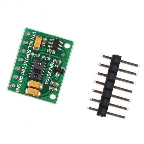SPO2 Pulse Oximeter Heart Rate Sensor Module MAX30100 Ppg Sensor - shown as a green circuit board with a sensor and a separate seven-pin male header connector.