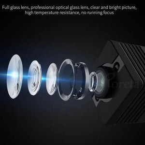 Spy Dvr 1080P Waterproof Camcorder HD Mini Camera SQ12 - a close-up diagram showing the internal arrangement of the black camera's glass lens elements.
