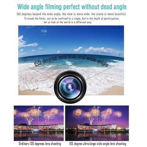 Spy Dvr 1080P Waterproof Camcorder HD Mini Camera SQ12 - lens over a beach scene and a comparison of shooting angles.