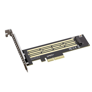 SSD M.2 NVMe to PCIe PCI-E 4.0 x4 x8 x16 high-speed expansion adapter card - a black circuit board with an M.2 slot, a PCIe connector, and a metal mounting bracket.