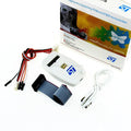 ST-Link V2 Debugger Programmer STM8 STM32 SWIM JTAG SWD - shown with its white box, a white USB cable, a grey ribbon cable, and a multi-colored wire harness.