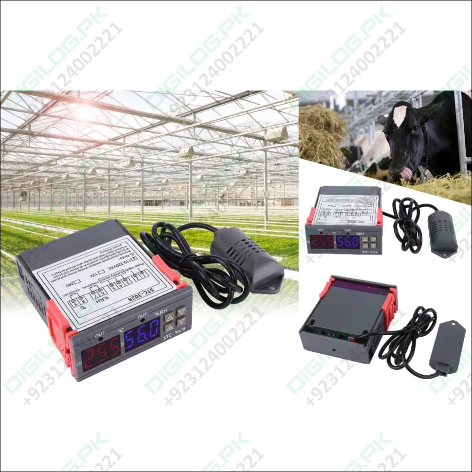 STC-3028 Temperature Control 12V Digital Display Temperature and Humidity Controller Meter with Integrated Sensor