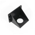 Stepper Motor Mounting Bracket Mount Plate L-shape for 3D Printer - a black L-shaped plastic mounting plate with a large center hole and several smaller screw holes on both sides.