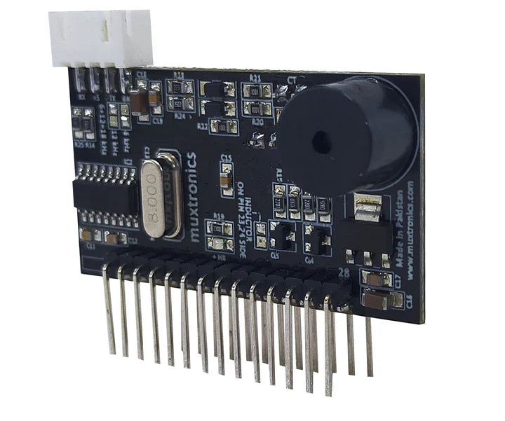 STM Sinewave Inverter Drive Module (Grid Sharing) + CT + 1602 LCD dislay board + Cable Set - a black rectangular circuit board with a white connector, a buzzer, a crystal oscillator, and a row of header pins.