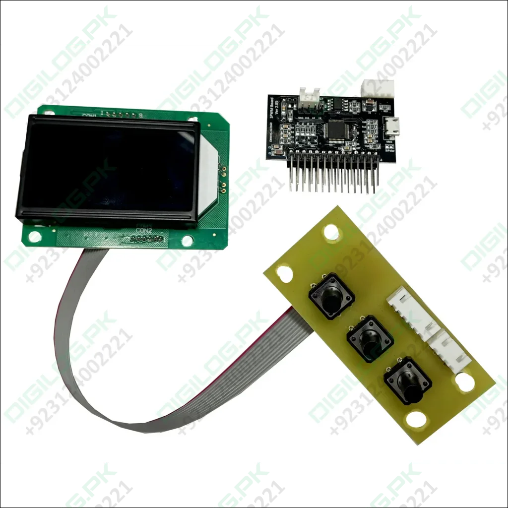 STM Sinewave Inverter Drive Module (Grid Sharing) + CT + Hybrid Style Display Board IDM-7 - with a black controller board, a green LCD display module, and a control board with three buttons connected by a ribbon.