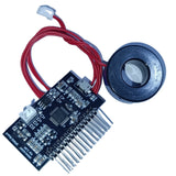 STM Sinewave Inverter Drive Module Grid Sharing With CT - a black circuit board with a header pin array, a micro-USB port, and a connected current sensor.