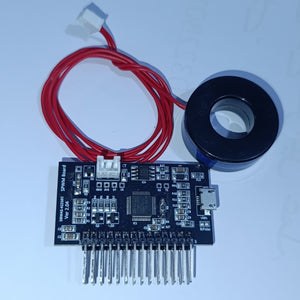 STM Sinewave Inverter Drive Module Grid Sharing With CT - a black circuit board with a micro-USB port, pin headers, and a connected current transformer.