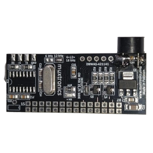 STM Sinewave Inverter Drive Module Pin to pin replacement for DSPIC30F2010 - a black rectangular circuit board featuring a crystal oscillator, a power jack, and numerous surface-mount components.