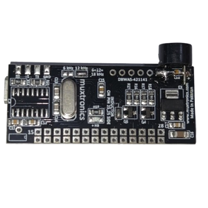 STM Sinewave Inverter Drive Module Pin to pin replacement for DSPIC30F2010 - a black rectangular circuit board with a silver crystal oscillator, a buzzer, and multiple surface-mount components.