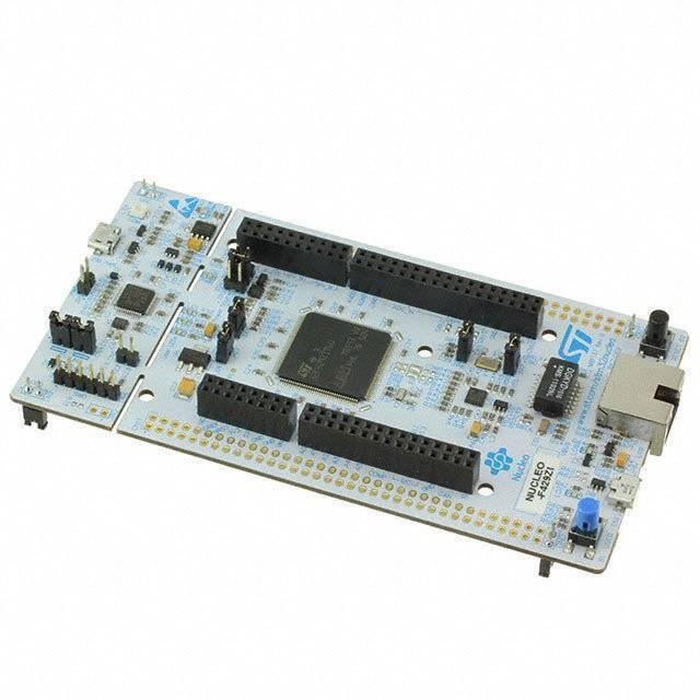 STM32 by ST NUCLEO-F756 STM32 Nucleo-144 Development Board with STM32F756 MCU - a light blue rectangular PCB with a central microcontroller, black pin headers, USB port, and Ethernet jack.