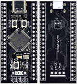 STM32F401RCT6 Development Board ( Black Pill) - USB Connectivity PRICE - the front and back of the black PCB with a USB-C port, two buttons, and labeled pin headers.