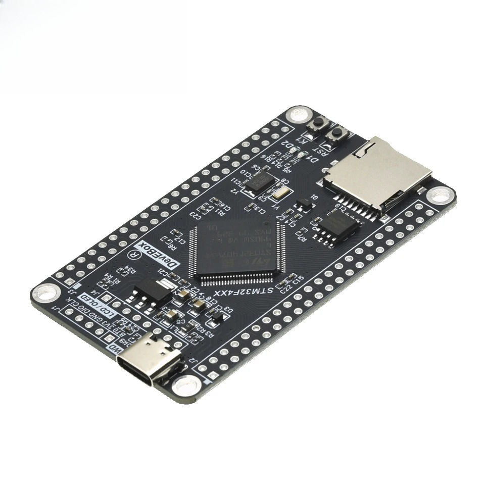 STM32F407VET6 STM32 System Core Board STM32F407 Development Board F407 Single Chip Learning Board - a black rectangular PCB featuring a central microcontroller, a USB-C port, a microSD slot, and two push buttons.