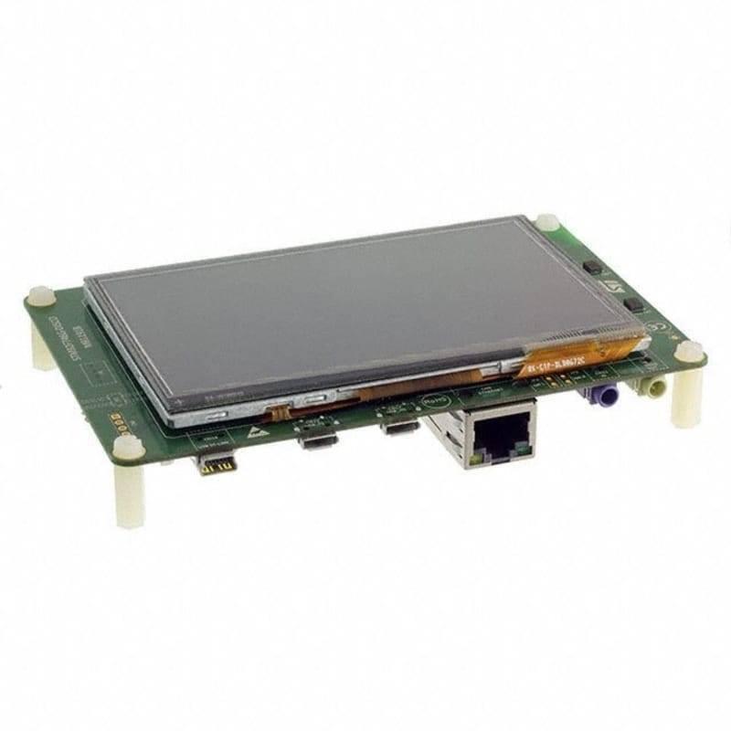 STM32F746G Disco Discovery Board Kit - a rectangular touchscreen display mounted on a green circuit board with an Ethernet port and standoffs.