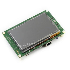 STM32F746G Disco Discovery Board Kit - a green rectangular circuit board with a large central touchscreen display, Ethernet port, and USB ports.