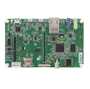 STM32F746G Disco Discovery Board Kit - a green rectangular printed circuit board featuring an Ethernet port, USB connectors, audio jacks, and a microSD slot.
