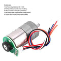 Stock lot DC Motor 3-12V 64RPM 1:110 Reduction Ratio Full Metal Gear Motor With Encoder – Precision Motion Control - a silver cylindrical motor with a green PCB and five wires.