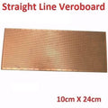 Straight Line Veroborad 100x240mm Stripboard Prototyping Board Project Board - a rectangular copper-colored prototyping board with a grid of holes and printed measurement markings along the edges.