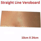 Straight Line Veroborad 100x240mm Stripboard Prototyping Board Project Board - a rectangular copper-colored prototyping board with a grid of holes and printed measurement markings along the edges.