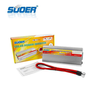 SUA-2000A Original Suoer 12V 2000W Inverter Modified Sine Wave Solar Power USB 12V DC To 220VAC - shown with its yellow retail box, a user manual, and a pair of red and black battery connector cables.