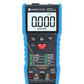 SUNSHINE DT-19N Mini Smart Digital Multimeter | Compact & Accurate - a black and blue handheld device with a screen showing 0.000 nF, function buttons, and three input ports at the base.