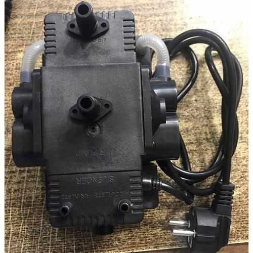 Super Speed Mini Gas Pump Sucking Compressor Pressure Machine 2000G++++ - a black, rectangular air pump with multiple ports and a power cord attached.