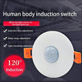 Switch 120 Degree Ceiling Recess PIR Infrared Human Body Motion Sensor Light Bulb Switch - a round white sensor with orange mounting clips.