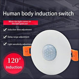 Switch 120 Degree Ceiling Recess PIR Infrared Human Body Motion Sensor Light Bulb Switch - a round white sensor with orange mounting clips.